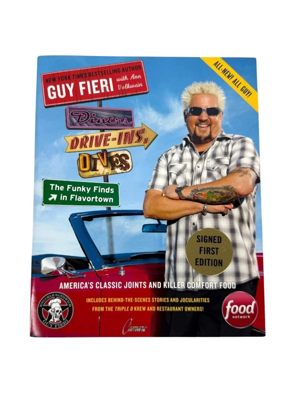 2 Guy Fieri Diners‎ Drive-Ins & Dives Book Set 1 Signed Funky Finds Food Network